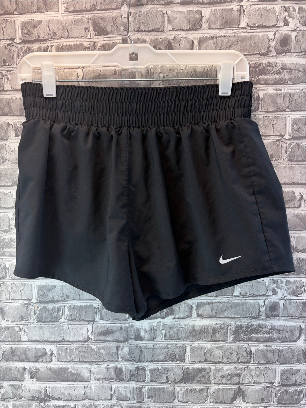 Nike‎ Black Athletic Running Shorts with silver Swoosh